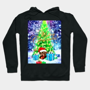 Christmas Greeting with a Cute Dachshund Puppy Hoodie